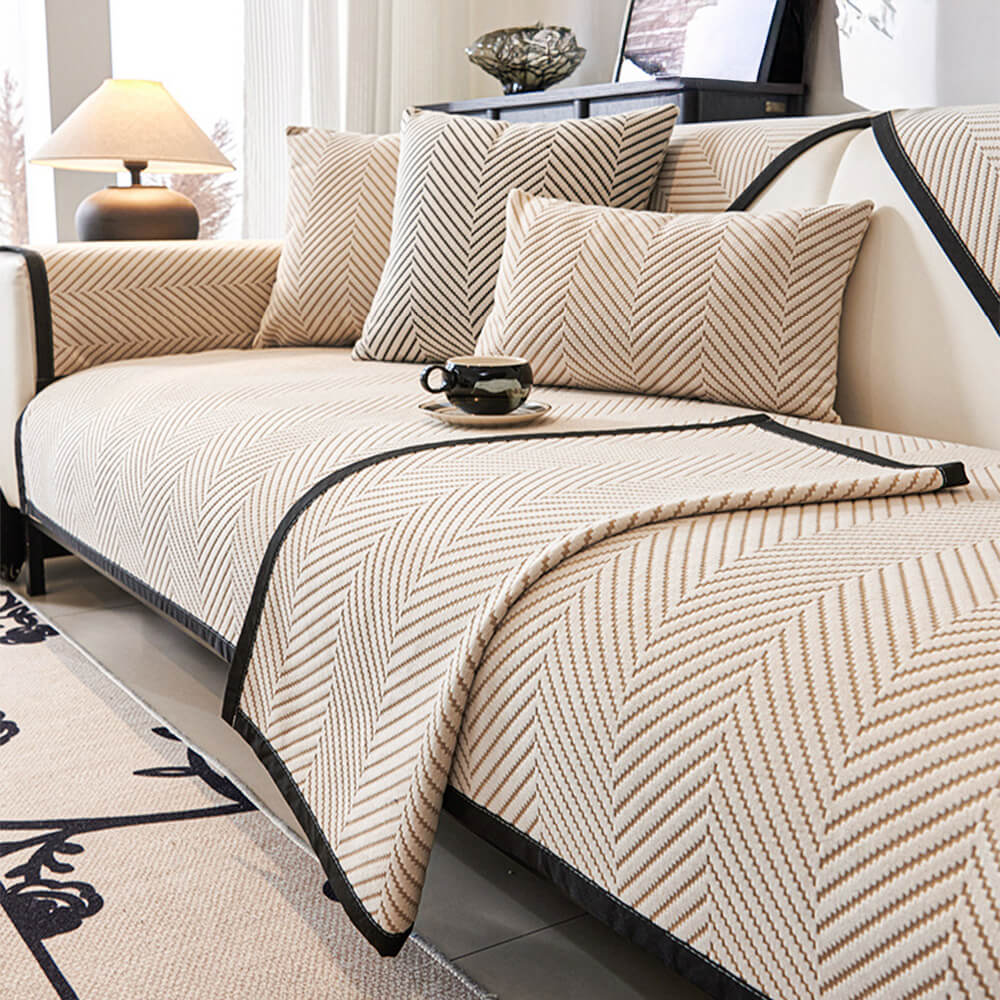 Two-tone Woven Hispingbone Polar Fleece Couch Coach