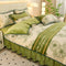 Elegancia floral Milk Velvet Bed Sheet juego con falda de cama
