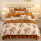 Elegancia floral Milk Velvet Bed Sheet juego con falda de cama
