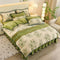 Elegancia floral Milk Velvet Bed Sheet juego con falda de cama