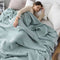 All-Season Lightweight Breathable Cotton Waffle Throw Blanket for Pets & People