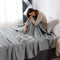 All-Season Lightweight Breathable Cotton Waffle Throw Blanket for Pets & People