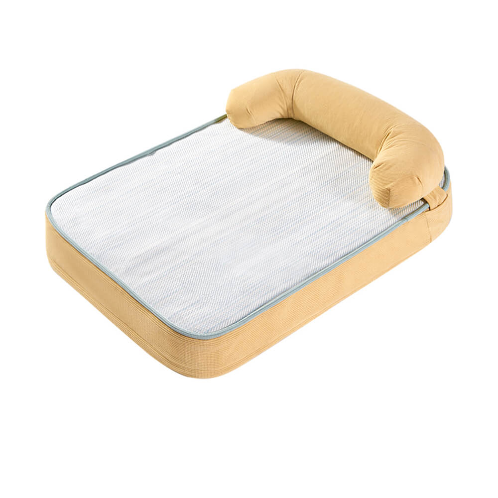 All Season Breathable Orthopedic Dog Bed with Waterproof Liner and Pillow