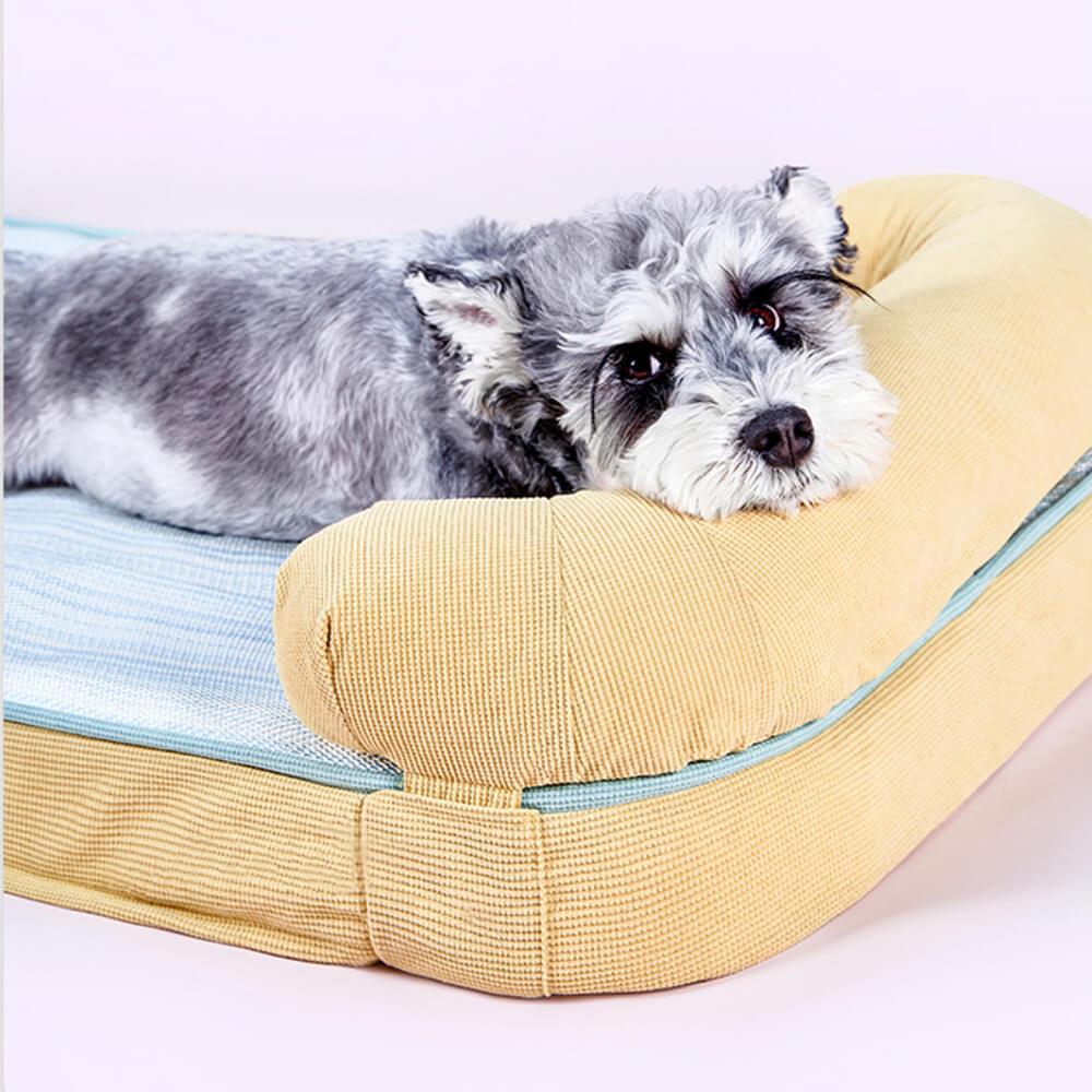 All Season Breathable Orthopedic Dog Bed with Waterproof Liner and Pillow
