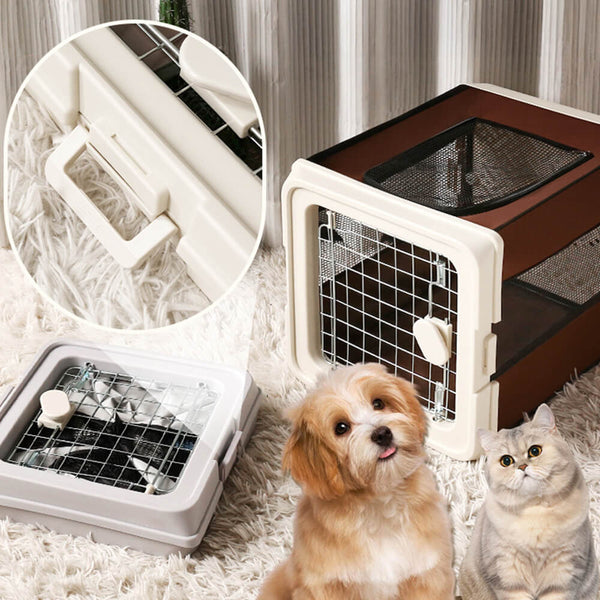 Breathable Foldable Hard-Shell Pet Carrier Crate for Cats & Small Dogs