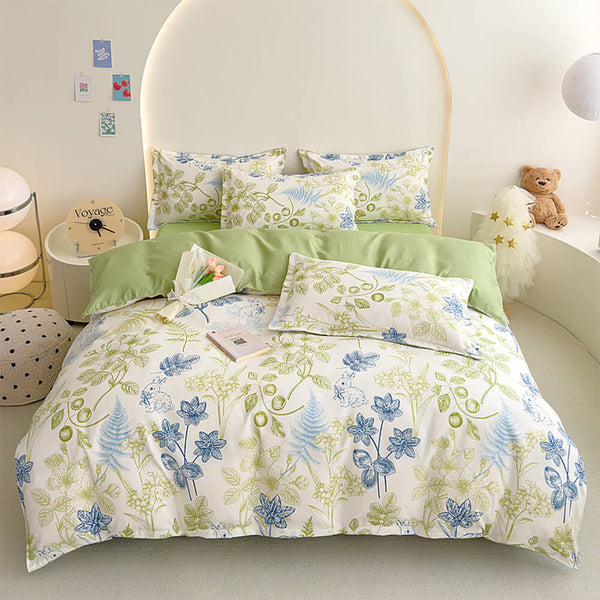 Brushed Washed Cotton Floral Bed Sheet Set