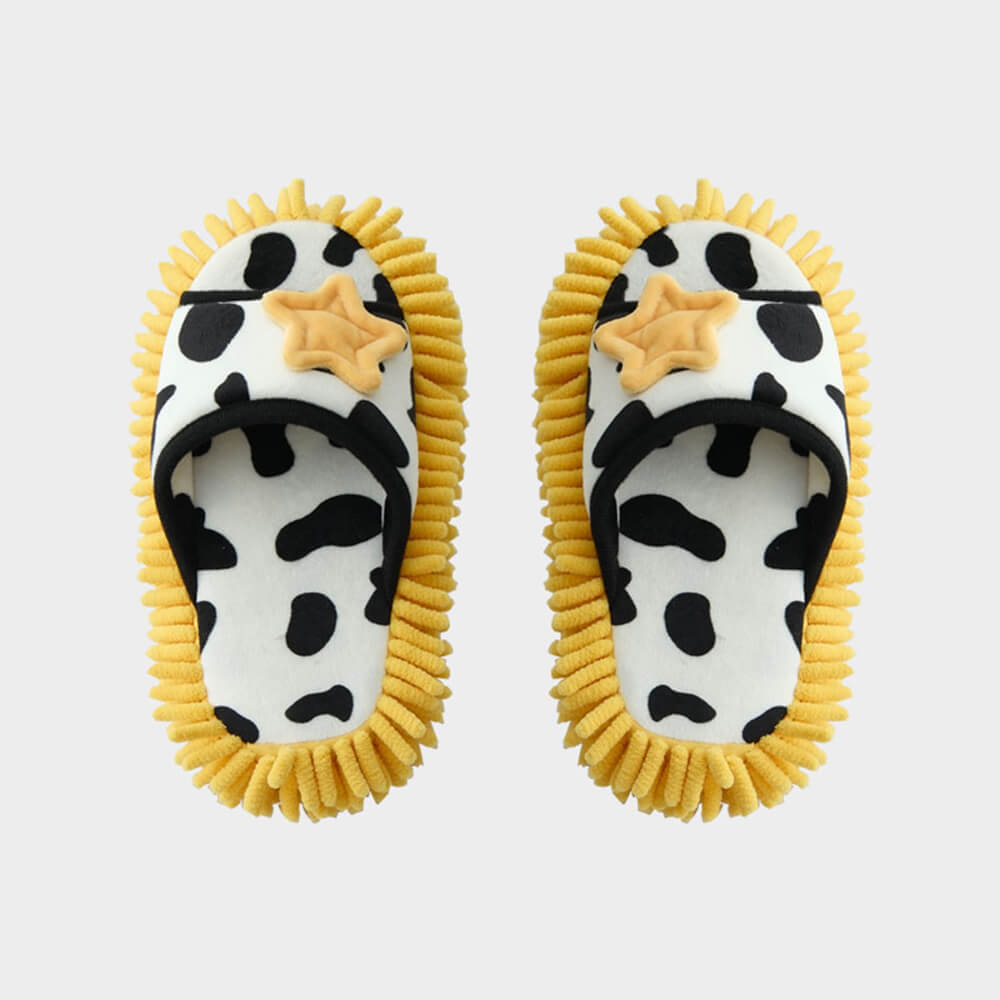 Cow-Print Plush Pet Bed & Matching Slippers Set