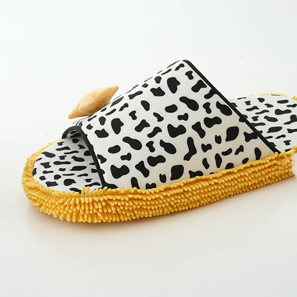 Cow-Print Plush Pet Bed & Matching Slippers Set