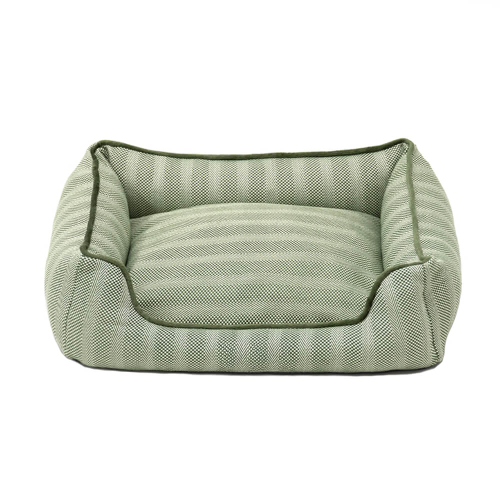 Faux Linen Chew-Resistant Non-slip Washable Dog Bed