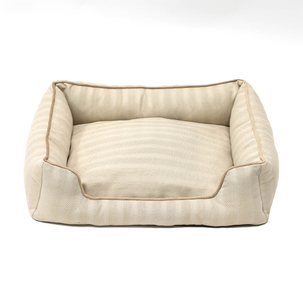 Faux Linen Chew-Resistant Non-slip Washable Dog Bed