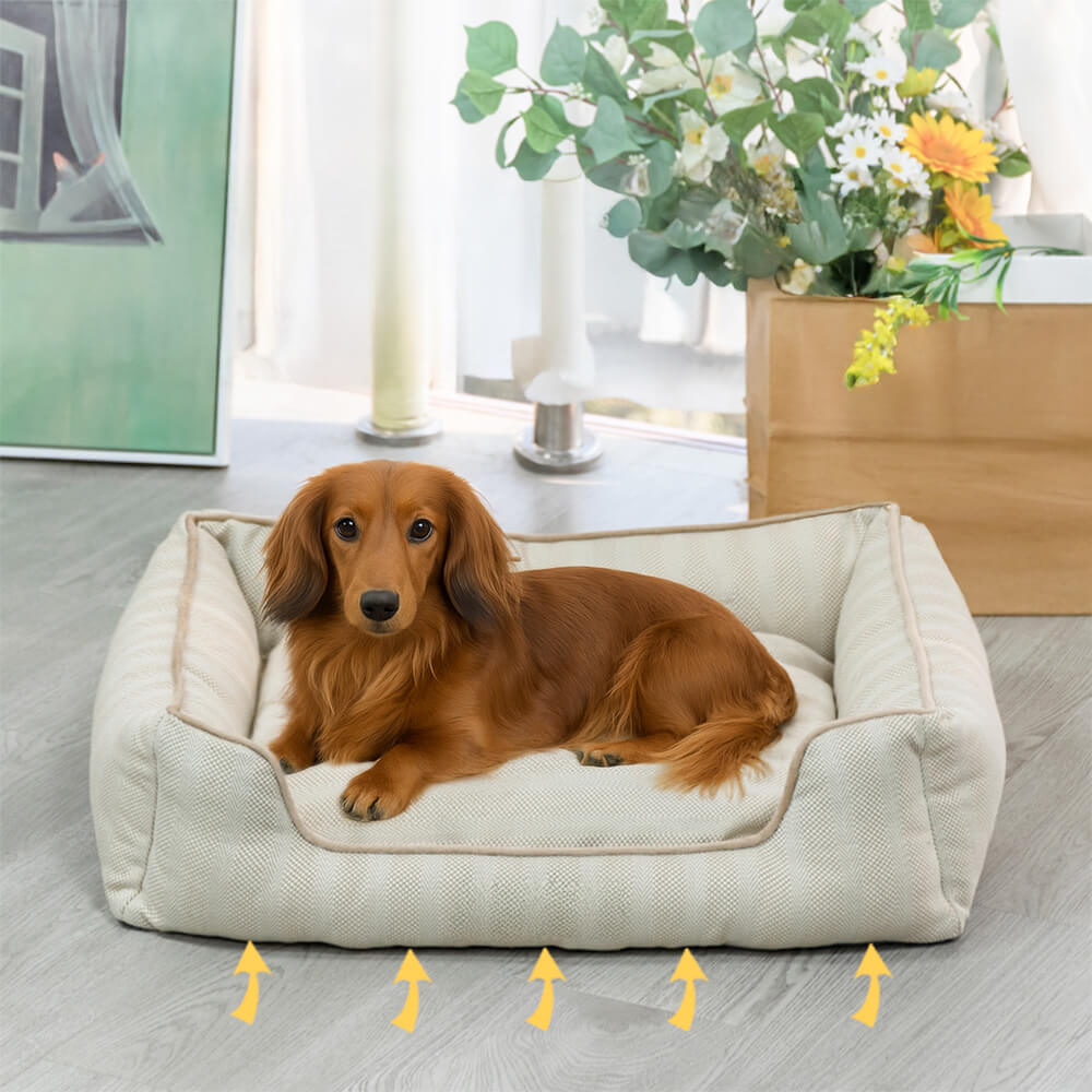 Faux Linen Chew-Resistant Non-slip Washable Dog Bed