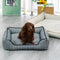 Faux Linen Chew-Resistant Non-slip Washable Dog Bed