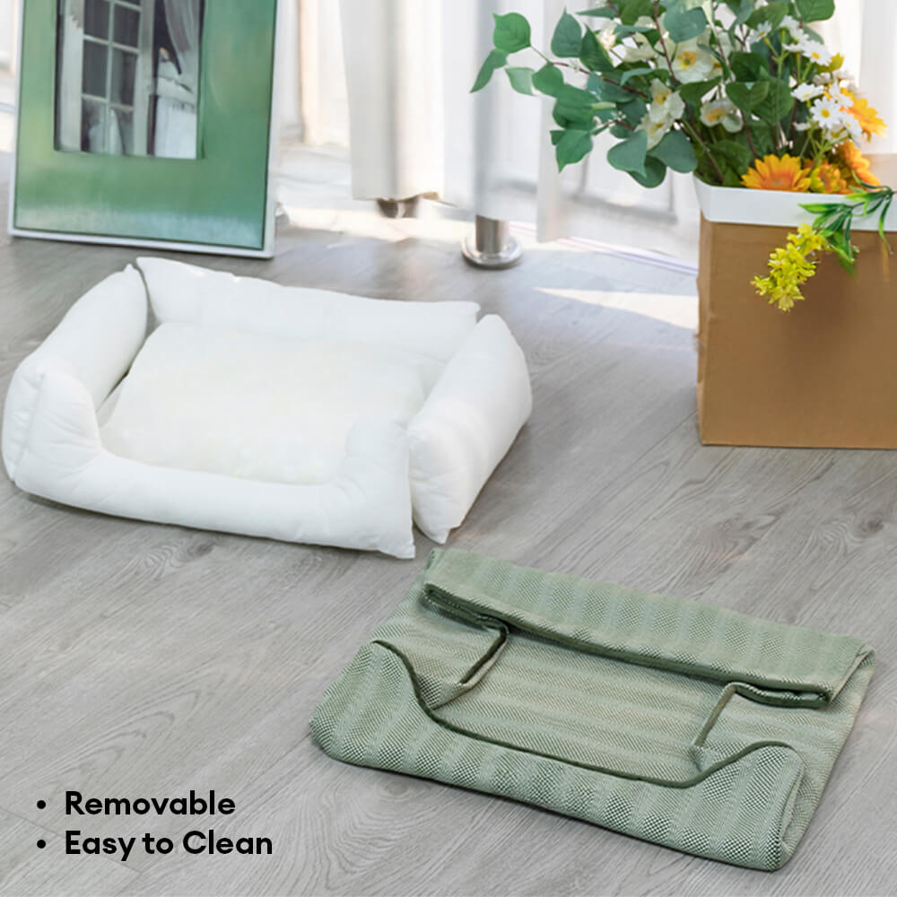 Faux Linen Chew-Resistant Non-slip Washable Dog Bed