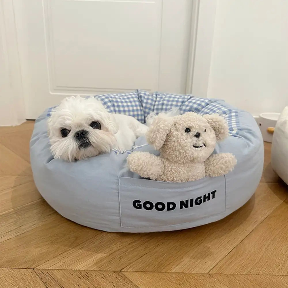 Buenas noches Sueño profundo Cama de perros relajante con juguete para osos