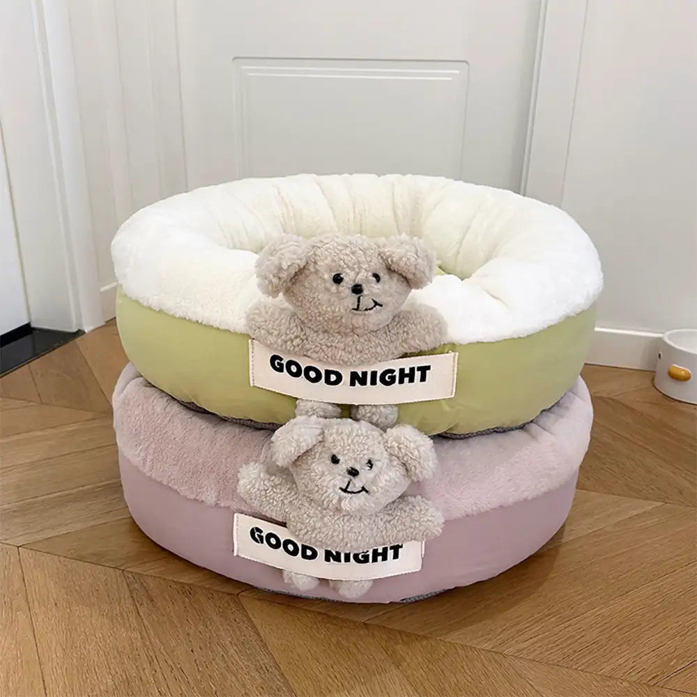 Buenas noches Sueño profundo Cama de perros relajante con juguete para osos