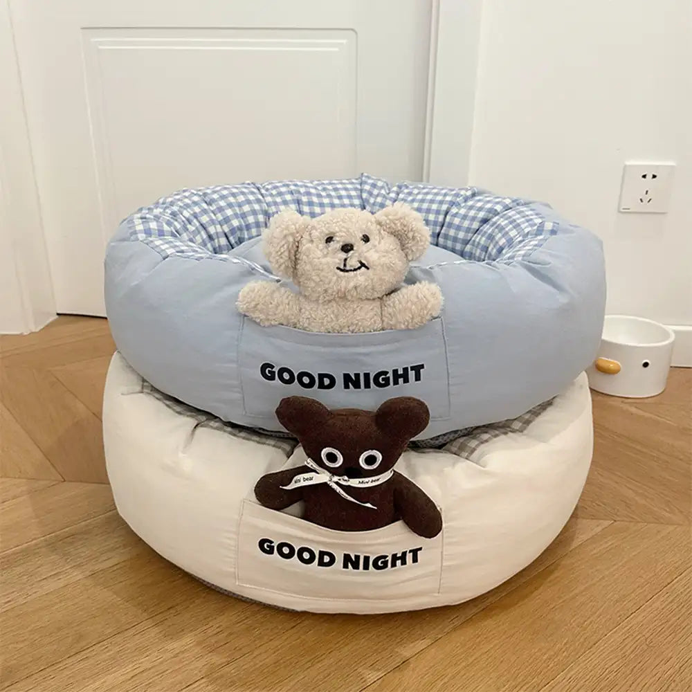 Buenas noches Sueño profundo Cama de perros relajante con juguete para osos