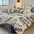 Gradient Puffy Faux Rabbit Fur Bed Sheet Set