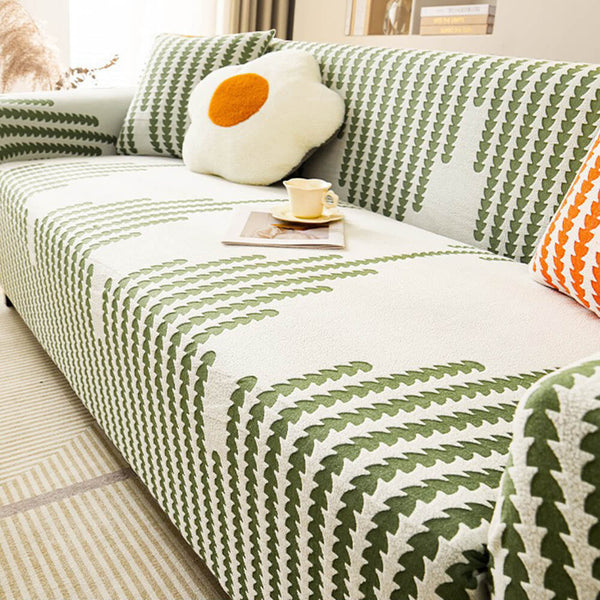 Herringbone Cozy Full-Wrap Stretch Magic Couch Cover