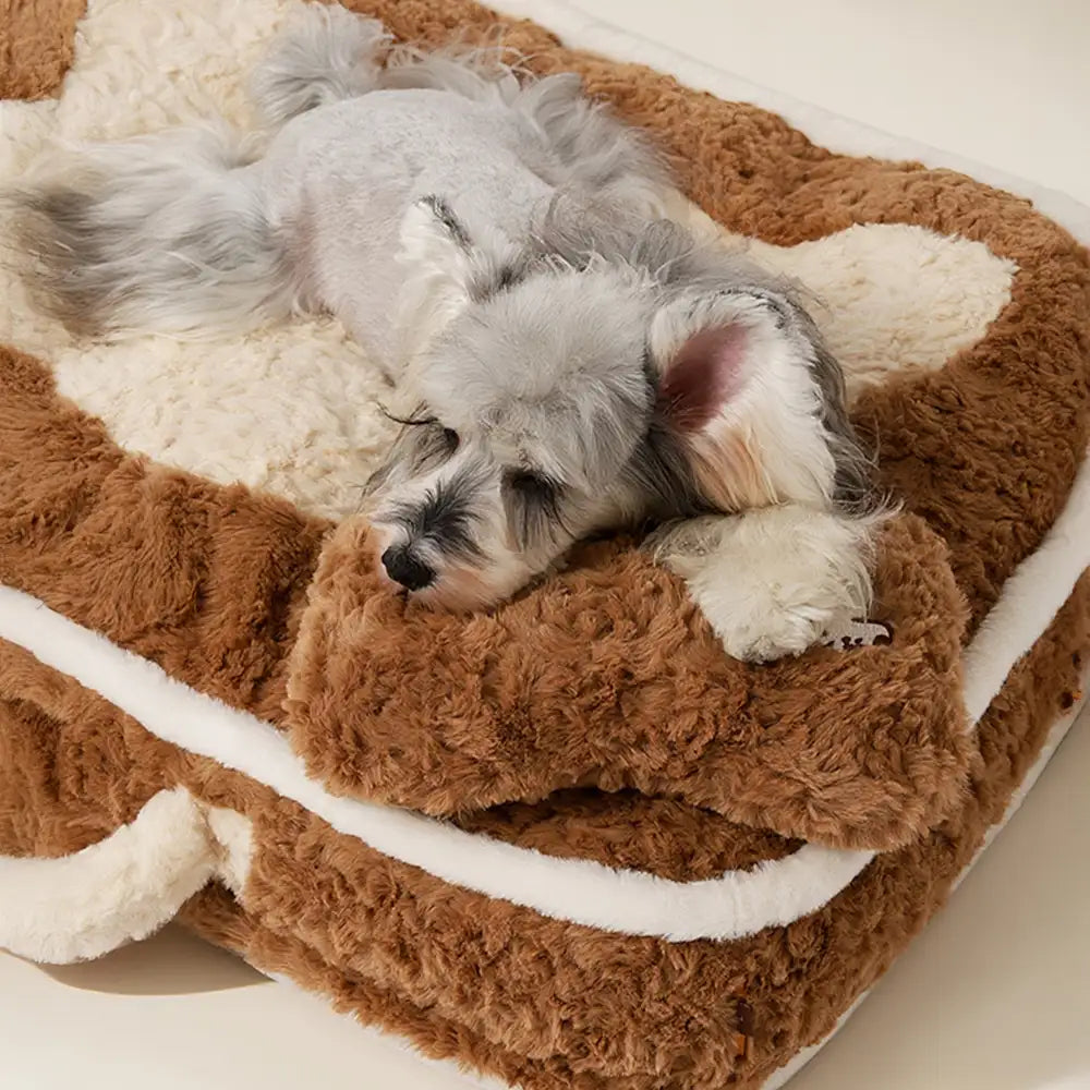 Plush Color-Blocked Creative Bolster Pet Bed