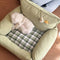 Rustic Corduroy Plaid Patchwork Dog Sofa Bed with Toy