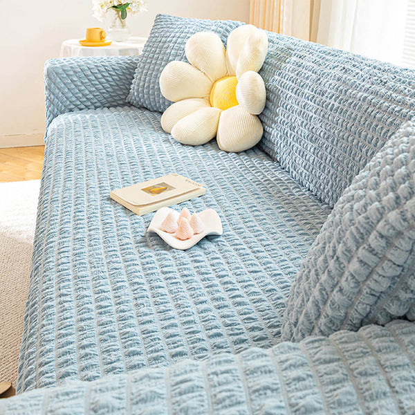 Square Bubble Seersucker Stretch Sofá Protector Magic Couch Cover