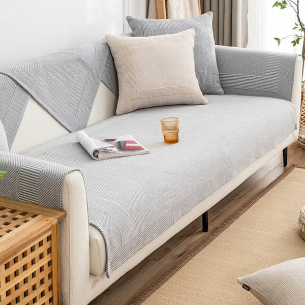 Thick Textured Weave Cotton Linen Anti-Scratch Couch Cover