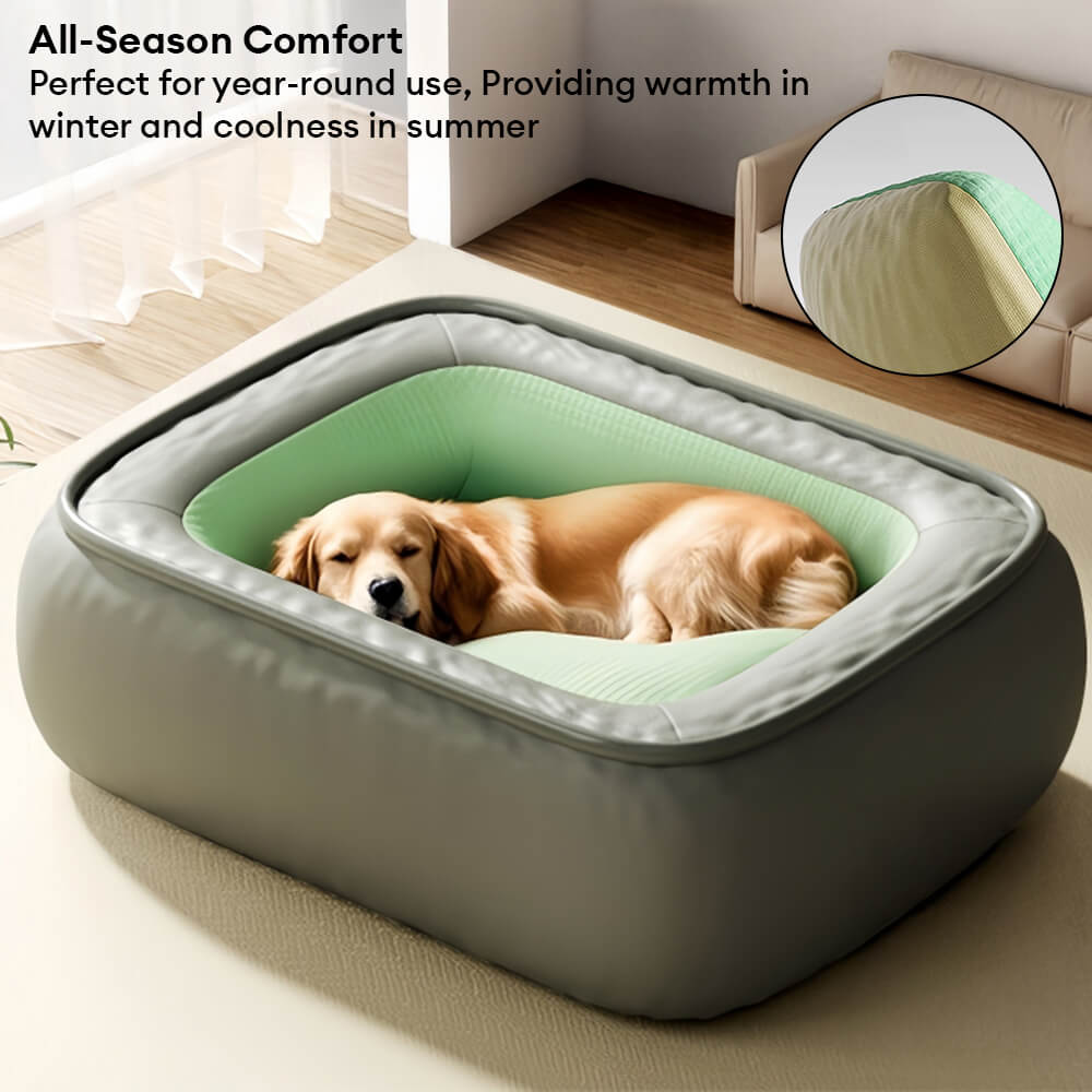 Cama de perros de soporte completo resistente a los arañazos de cuero no resistente al agua