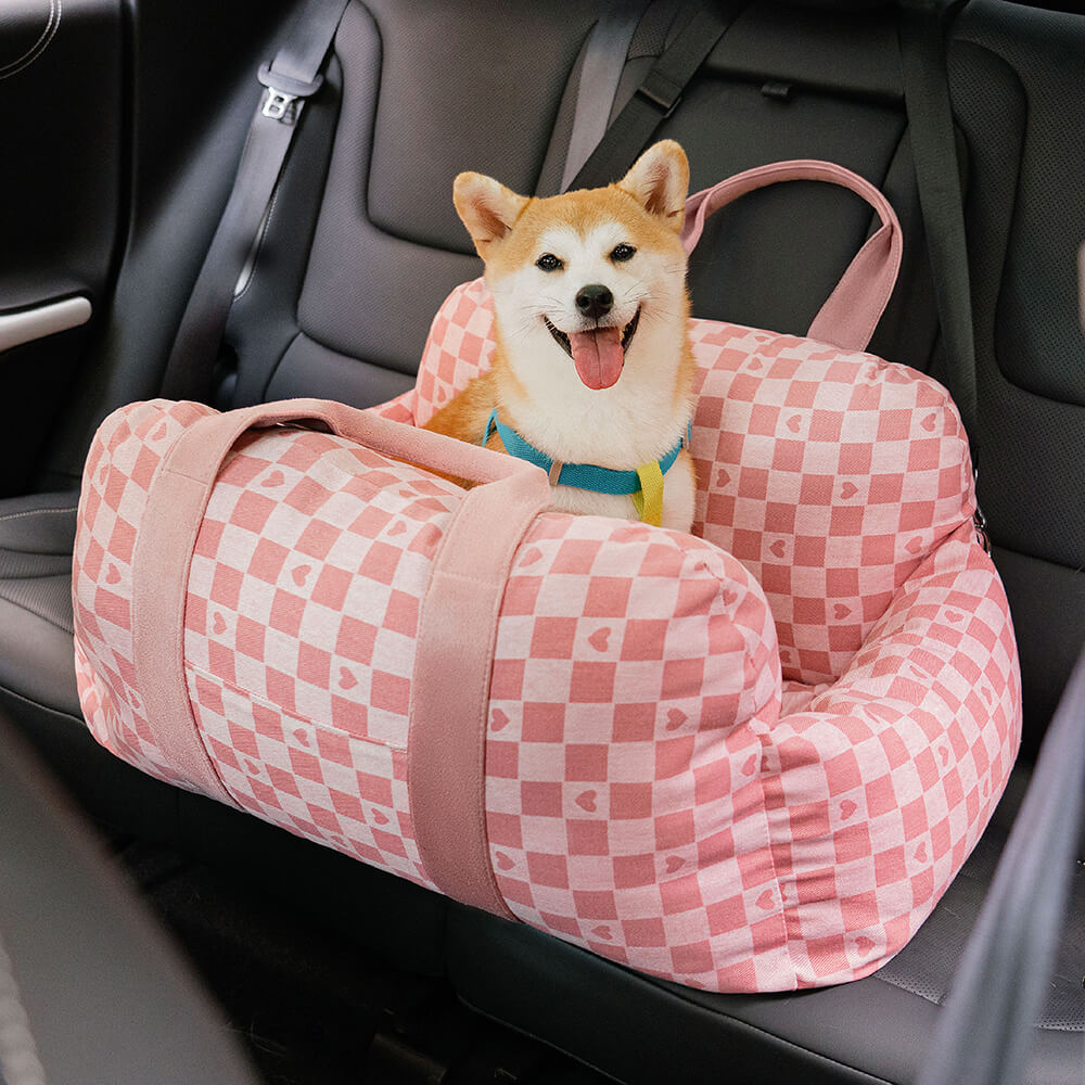 Camilla de asiento de automóvil para perros vintage corazón