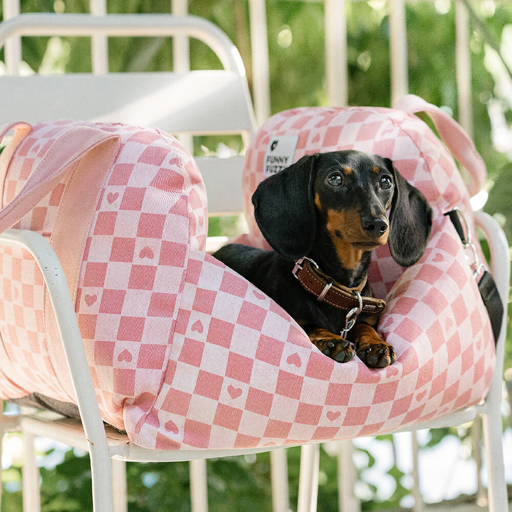 Camilla de asiento de automóvil para perros vintage corazón
