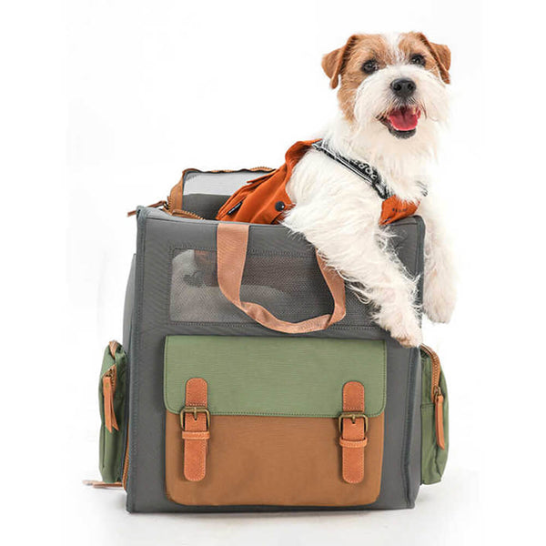 Dual-<tc>Color</tc> Mochila para transportar mascotas al aire libre, de lona impermeable y transpirable