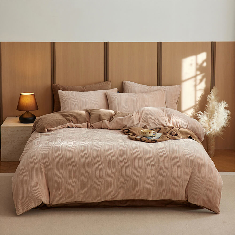 Ensemble de draps en velours de lait chaud minimaliste ondulé