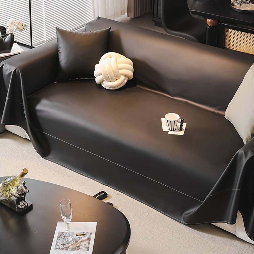 Modern Faux Leather Anti-Scratch Throw Couch Cover