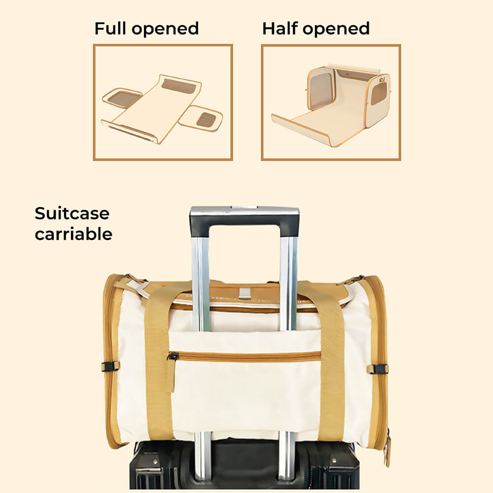 حقيبة نقل للحيوانات الأليفة محمولة قابلة للطي وقابلة للتنفس مع تصميم أنيق