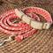 Ensemble collier et laisse pour chien anti-traction multifonctionnel en cuir tissé à la main