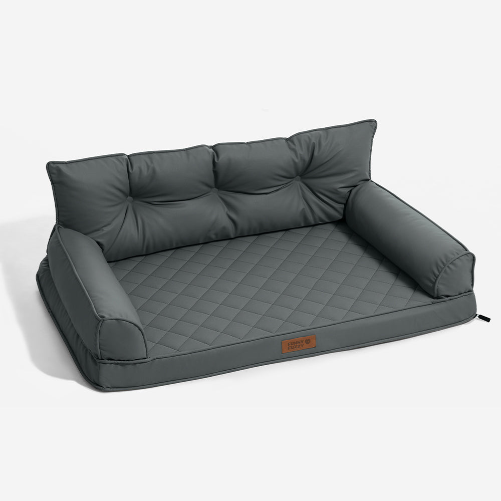 Luxe Faux Faux Leatht ortopedic ortopedic Bed de perros grande - Corelounge