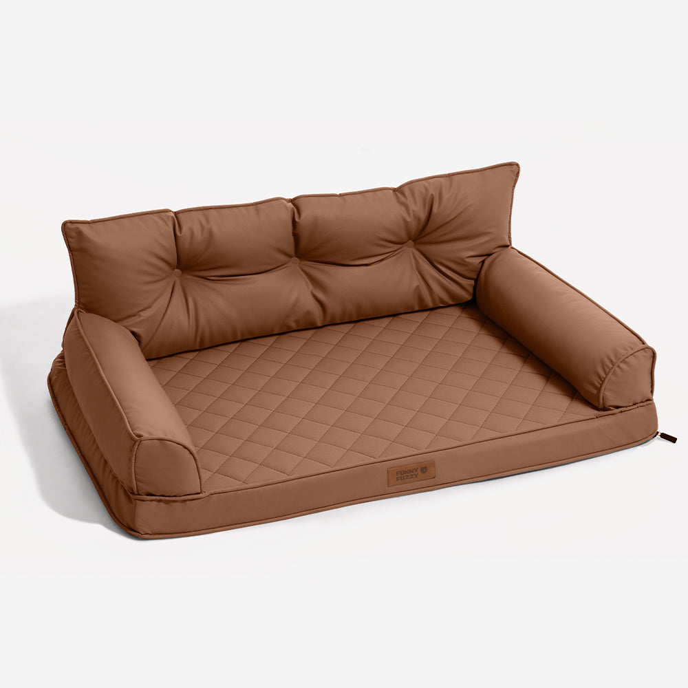 Luxe Faux Faux Leatht ortopedic ortopedic Bed de perros grande - Corelounge