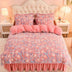 Modern Leaf Pattern Soft Milk Velvet Bed Sheet Set with Bed Skirt