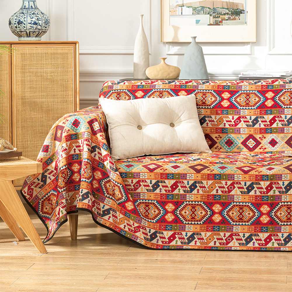 Couverture de canapé multifonctionnelle en jacquard marocain