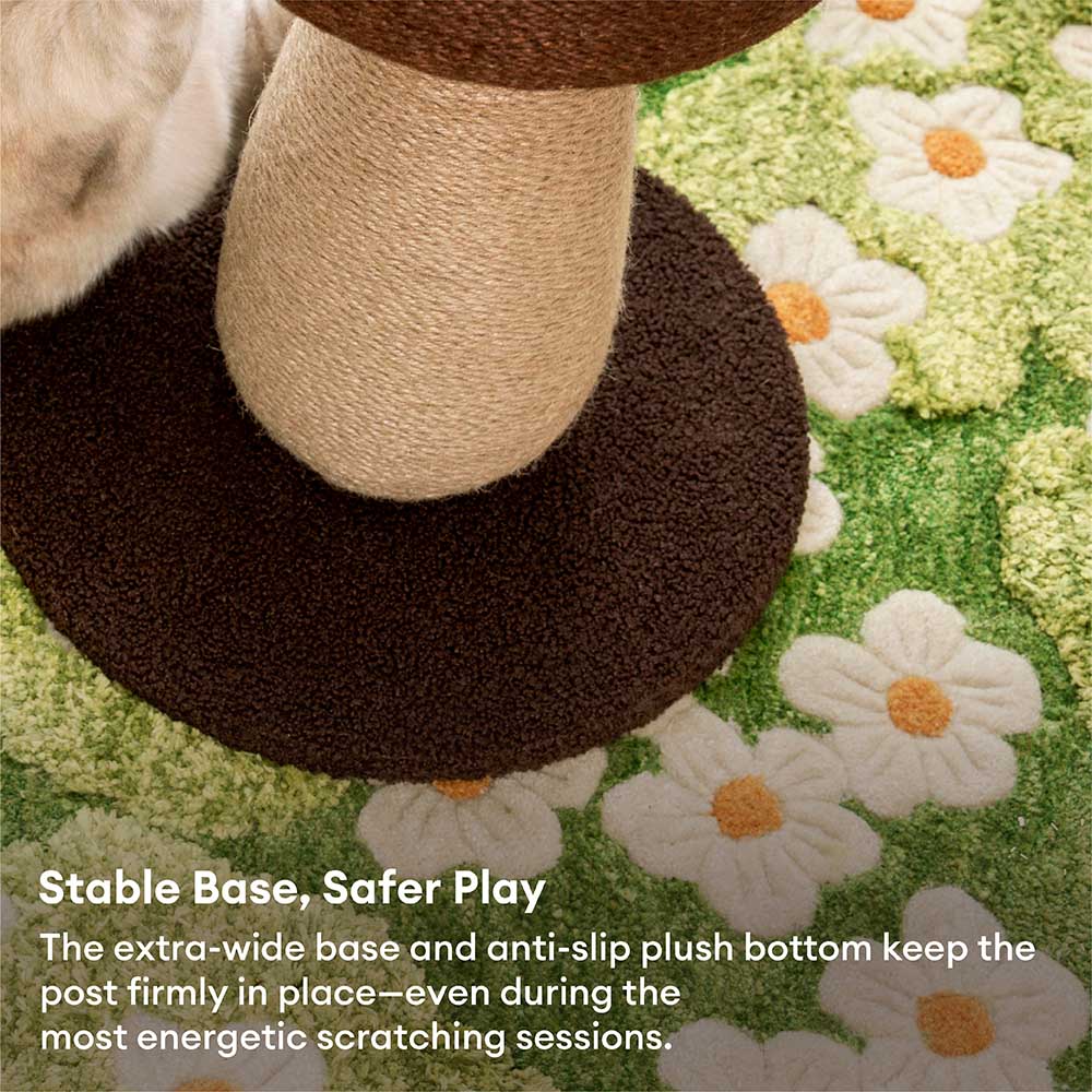 Handcrafted Mushroom-Shaped Natural Sisal Scratching Post for Large Cats