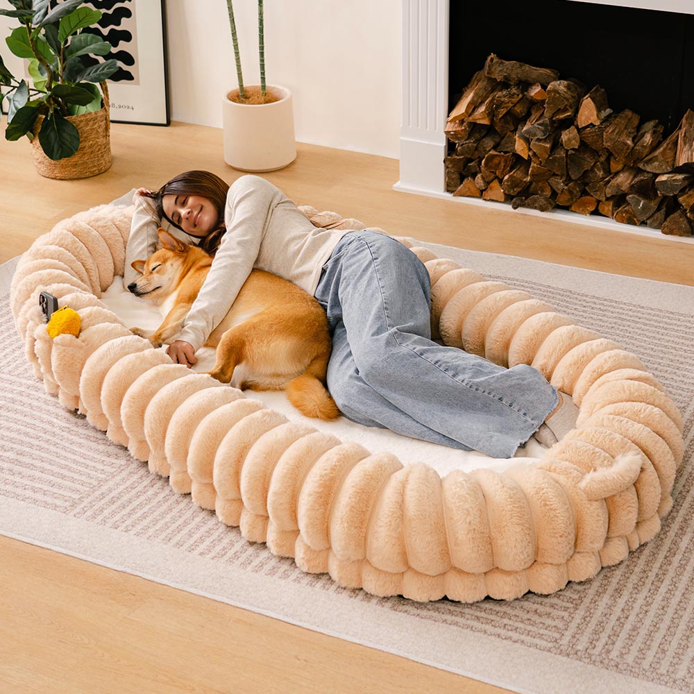Lenfuga esponjosa grande ortopédico humano-perro Bolster cama de refrescos
