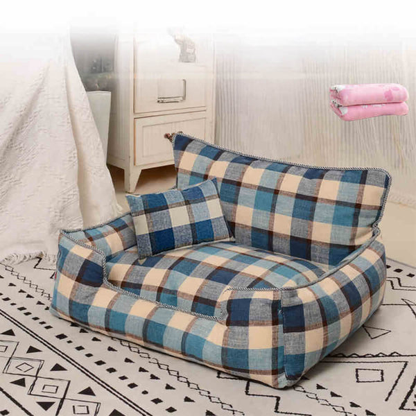 Camino de cama para perros y gatos con calzado calientes a cuadros vintage