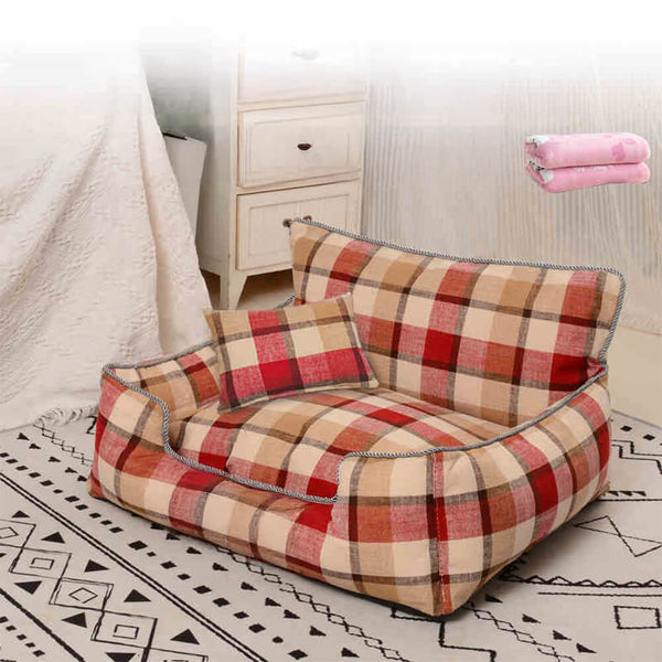 Camino de cama para perros y gatos con calzado calientes a cuadros vintage