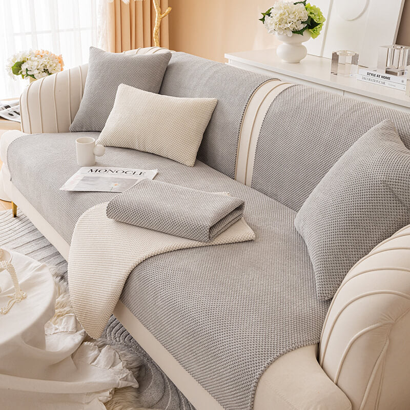 Sólido simple <tc>Color</tc> Funda protectora de sofá de felpa para muebles