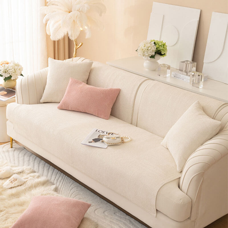 Sólido simple <tc>Color</tc> Funda protectora de sofá de felpa para muebles