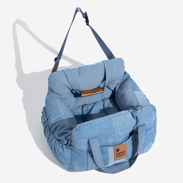 Bolstia de seguridad de viaje para el asiento de asiento de automóvil de perrito de mezclilla