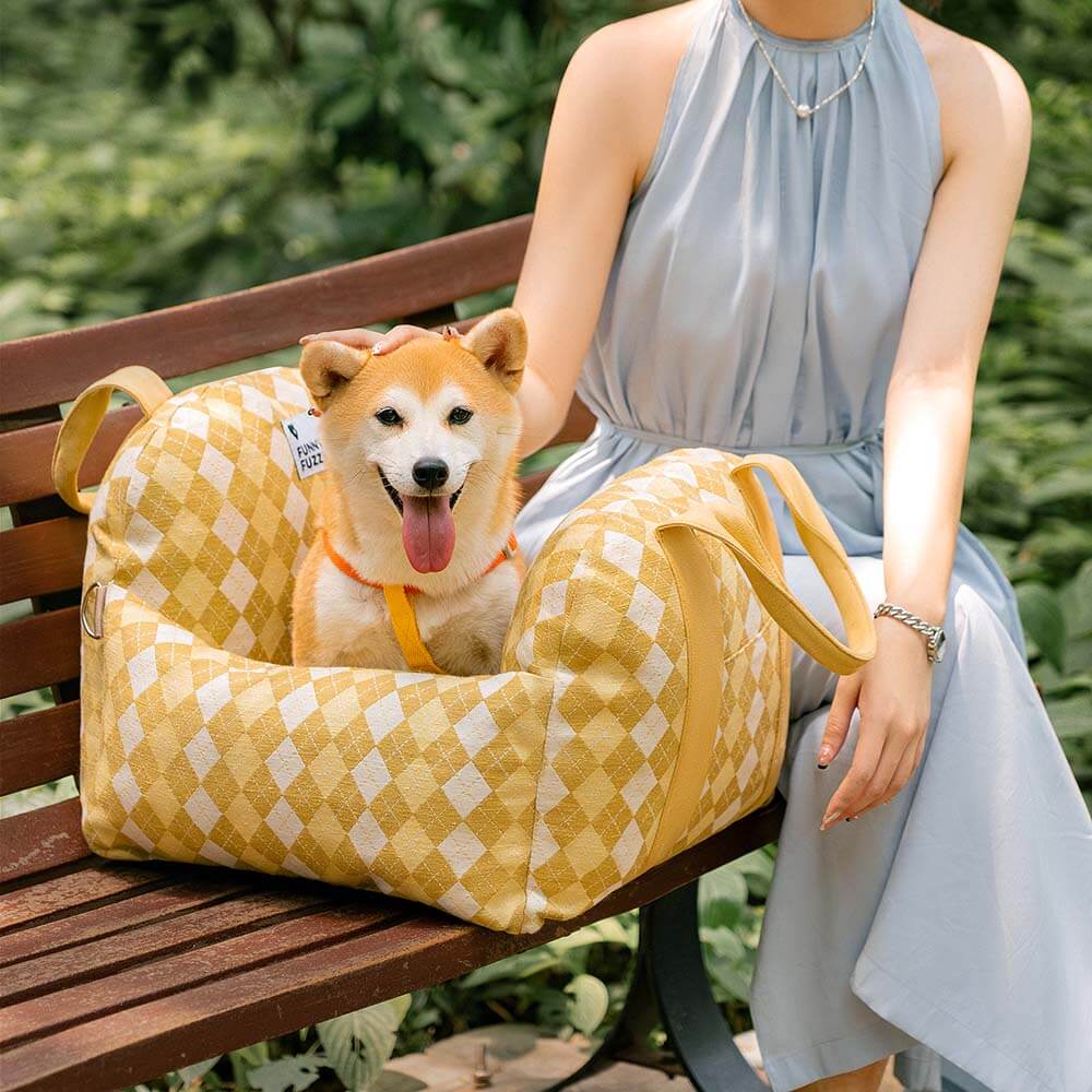 Camilla de asiento de automóvil para perros vintage corazón