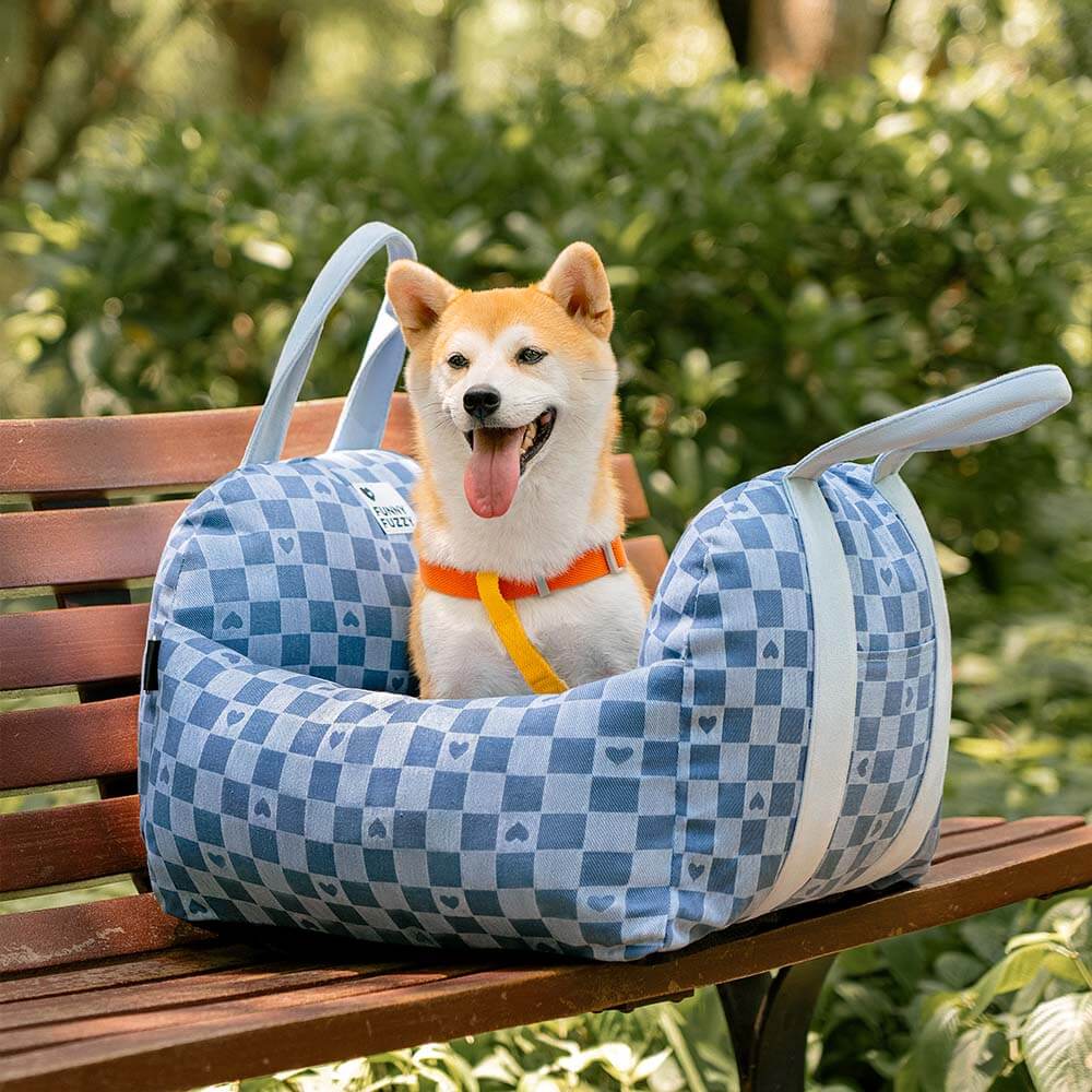 Camilla de asiento de automóvil para perros vintage corazón