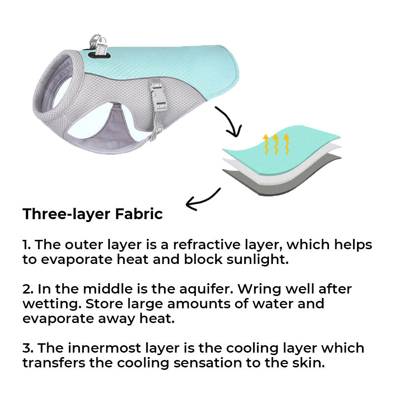 سترة قابلة للتنفس للوقاية من ضربة الشمس، سترة تبريد للكلاب قابلة للنقع في الماء