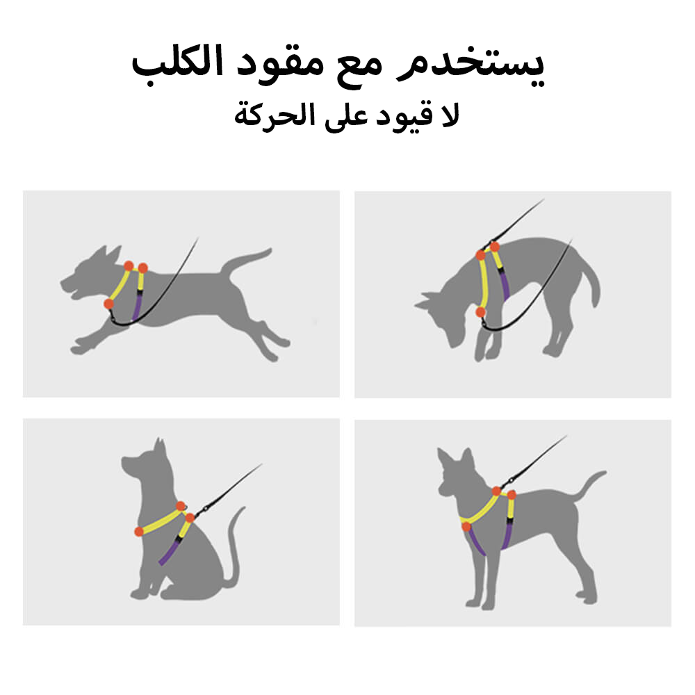 حزام توازن عاكس للضوء مزود بإبزيم للرقبة مانع للسحب للكلاب