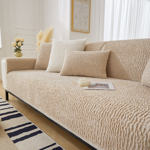 Crema <tc>Color</tc> Funda de sofá antiarañazos de vellón bereber